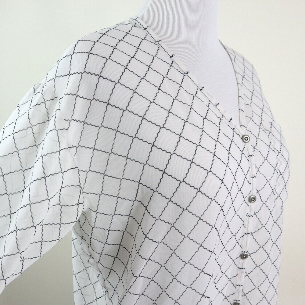 Cabi Size M Chessboard Button Down Blouse 740 Ivory Black Grid Print - Picture 7 of 10